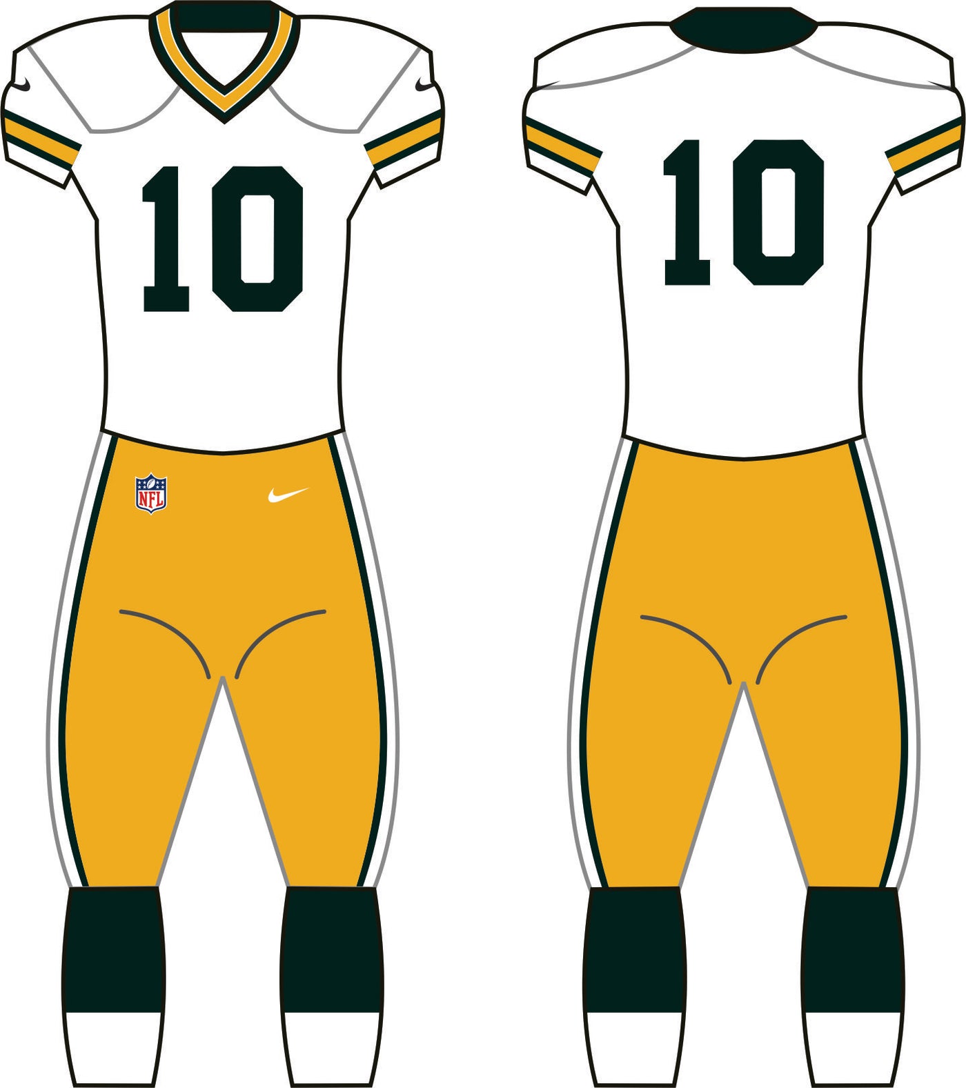 Green Bay Packers White Uniform - Official NFL Gear