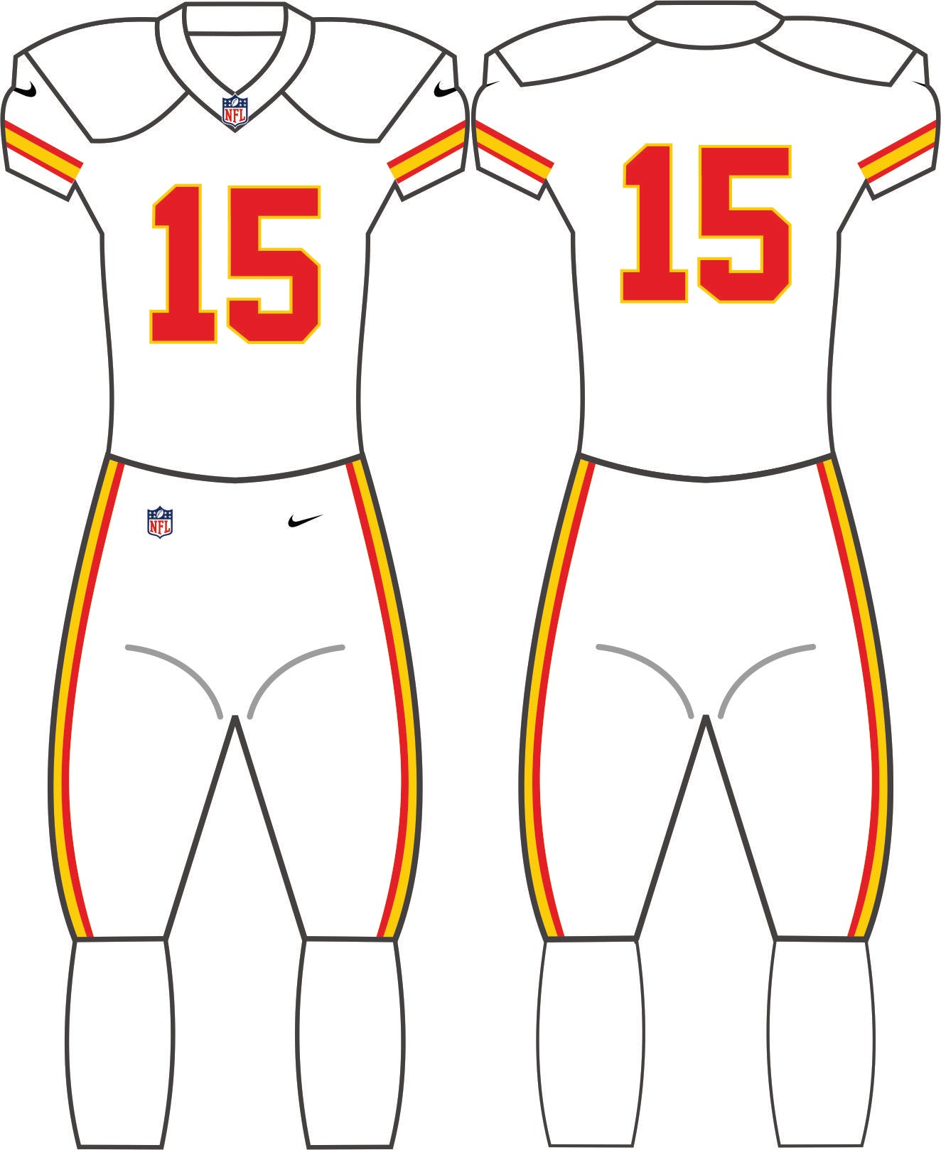 Kansas City Chiefs All White Uniform - Official NFL Gear