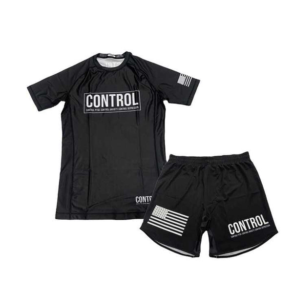 Zees Wears MMA BJJ Grappling Spats & Rash Guard Set