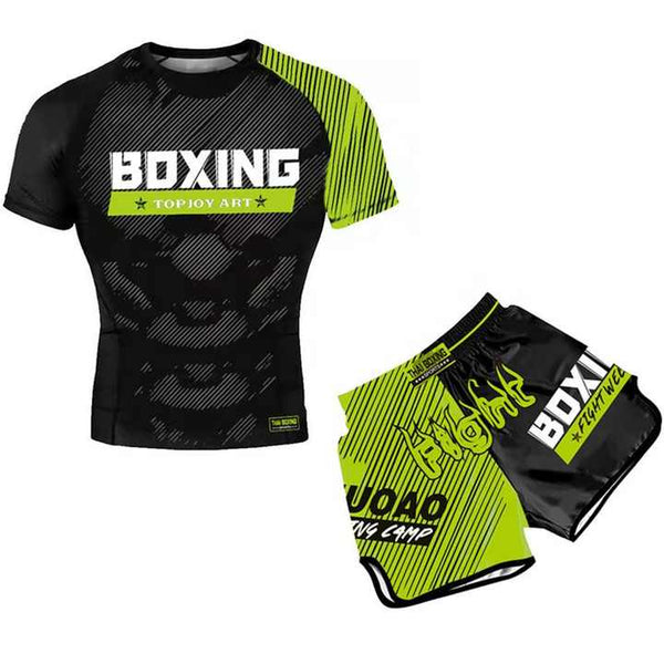Zees Wears Boxing Strike Training Set - Compression Top & Fight Shorts