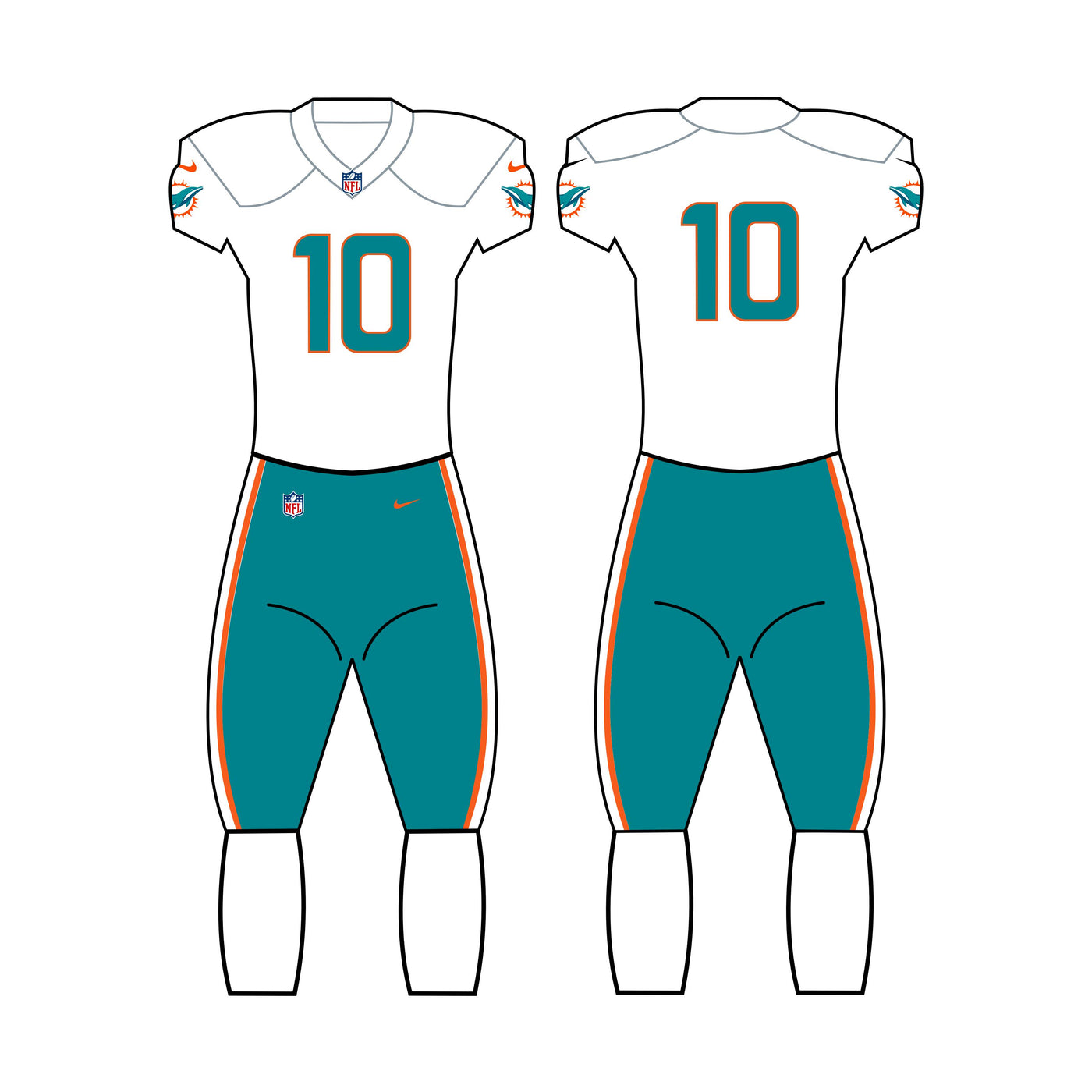 Miami Dolphins White Uniform - Official NFL Gear