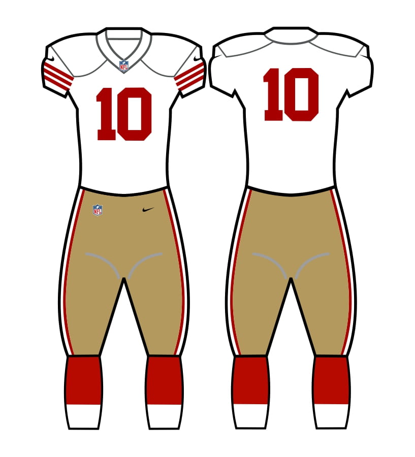 San Francisco 49ers White Uniform - Official NFL Gear